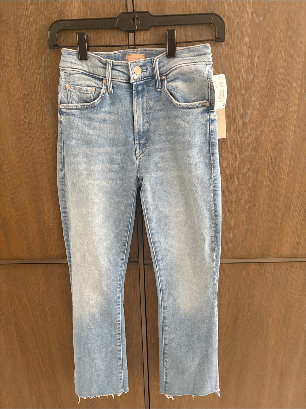 MOTHER InsiderCrop Step Fray Light Blue Denim Jeans